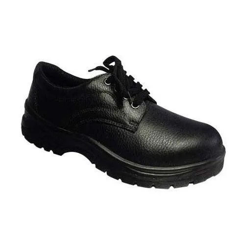 Black Round Toe Affordable Lace Closure Leather Pu Safety Shoes