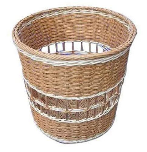 Brown 15X12 Inch Round Bamboo Cane Basket Without Handle 