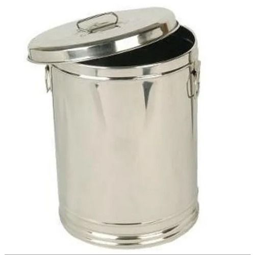 Silver 20Cm Round 6Mm Thick Mirror Finished Stainless Steel Storage Container With Lid