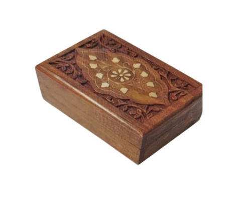 Wood Antique Imitation Flower Theme Polished Rectangular Designer Wooden Box