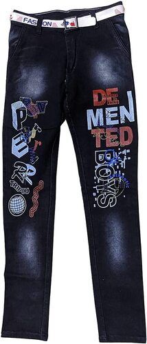 Casual Wear Regular Fit Comfortable Printed Denim Jeans For Boys