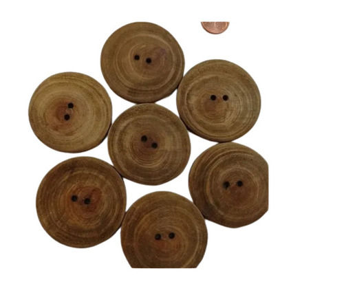 Brown Flat Back Round Plain Two Hole Beaded Decorative Garment Wooden Buttons