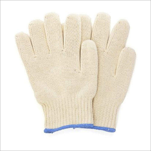 Full Finger White Cotton Knitted Gloves, All Sizes Available