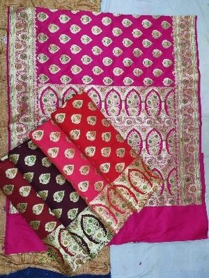 Multicolor Hamdloom Meenakari Weaving Bridal Banarasi Katan Silk Saree