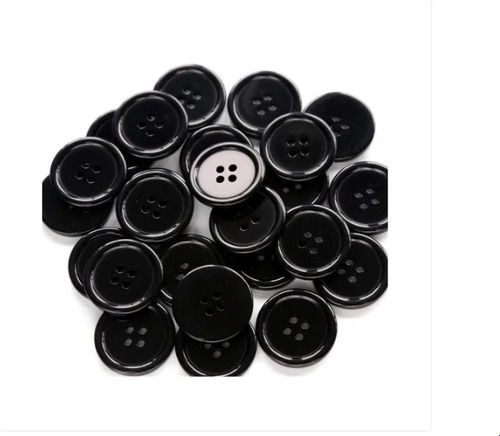 Black Standard Plain Four Whole Button Round Flatback Garment Resin Buttons