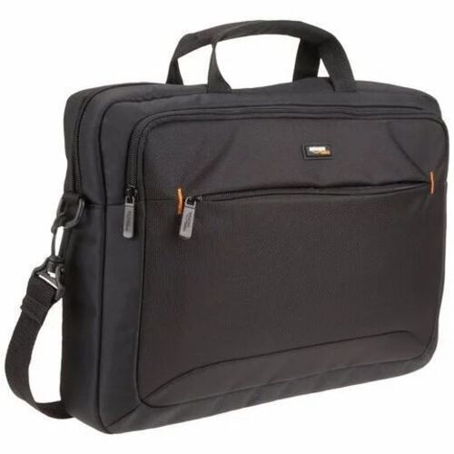 Black Washable Shoulder Length Handle Zipper Closure Laptop Bag With Adjustable Straps 