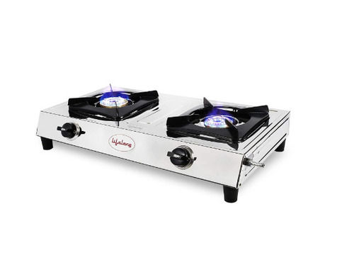 D &#8206;35 X 63 X 14 Cm Manual Stainless Steel 2 Burner Gas Stove For Kitchen Use