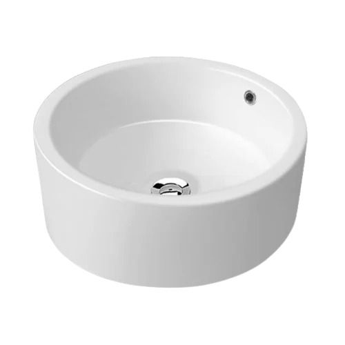 White 12 Kilograms Round Wall Mounted Glossy Finished Ceramic Wash Basin 