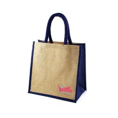 14x11x6 Inches Light Weight Hand Length Handle Plain Jute Box Bag