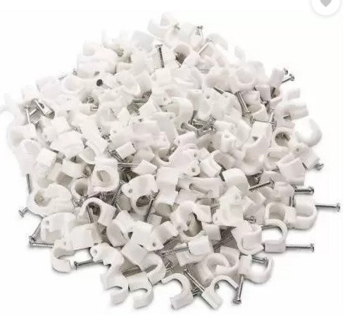 Premium Stainless Steel and Plastic Cable Clip - 30mm x 30mm | Durable Silver and White Design, Perfect for Home and Office Wire Management