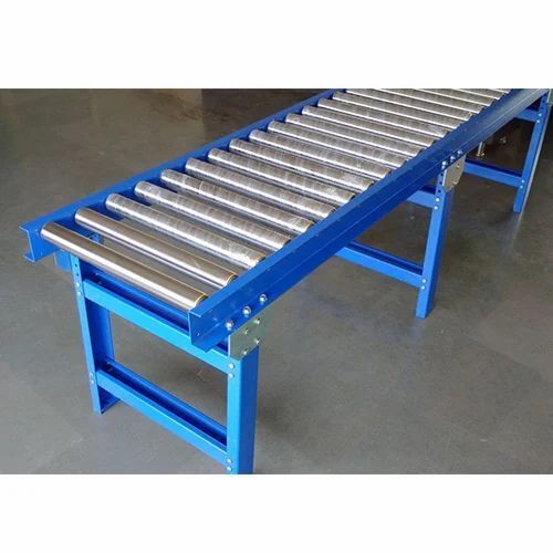 Blue Finish Mild Steel Roller Conveyor, Capacity 20 TPH