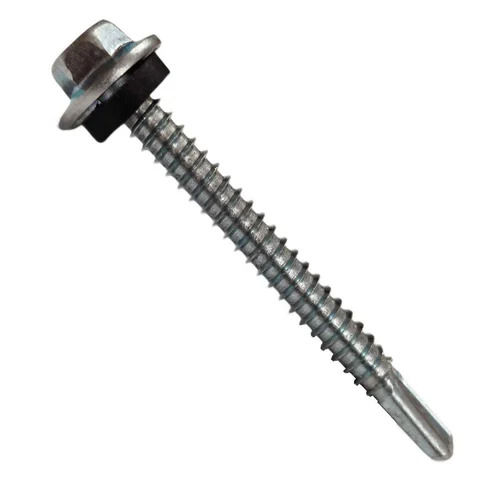 Silver Hexagon Head Polished Rust Proof Mild Steel Self Drill Screw