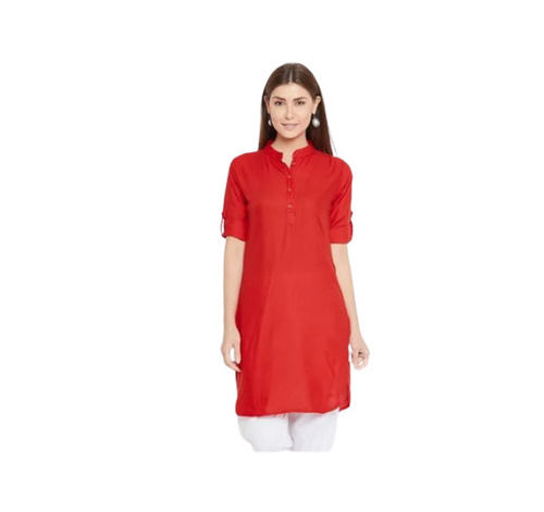 Short Sleeves Cotton Plain Kurtis For Casual Use Bust Size: 32 Inch (In)