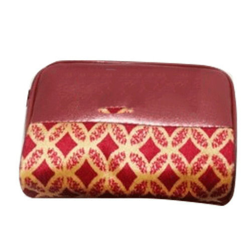 Zipper Closure Water Proof Printed Velvet And Leather Jewelry Pouch
