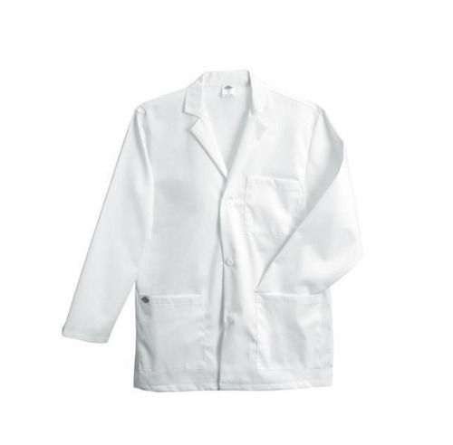 White 1 Chest Pocket Middle Side Closure Long Sleeves Cotton Doctor Coat