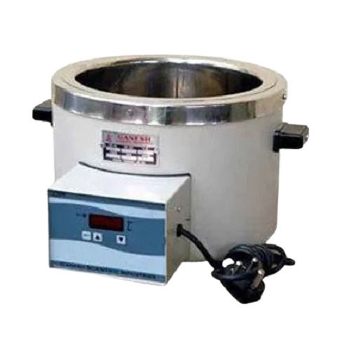 Silver 10 Litre Capacity Round Stainless Steel High Temperature Oil Bath For Laboratory