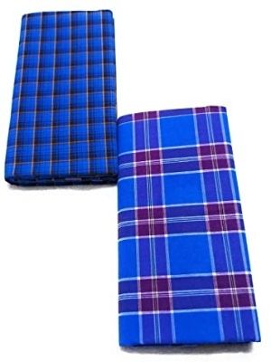 Washable 2 Meter Long Handloom Woven Check 100% Cotton Lungi For Regular Wear