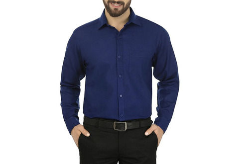 Full Sleeves Casual Wear Button Closure Cotton Plain Shirts For Mens Age Group: Adult