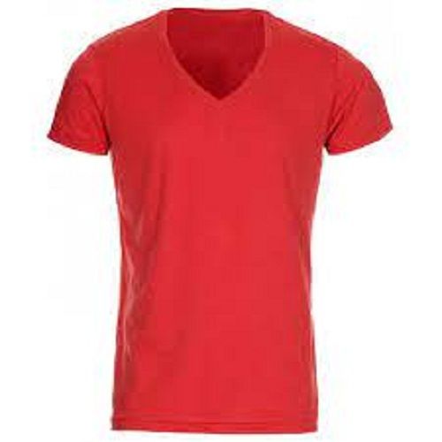 Men''s Solid Cotton V Neck T-Shirt - Regular Fit, Short Sleeves, Plain Red Color | Casual Wear for Ages 19-25, Sizes L, M, XL, XXL