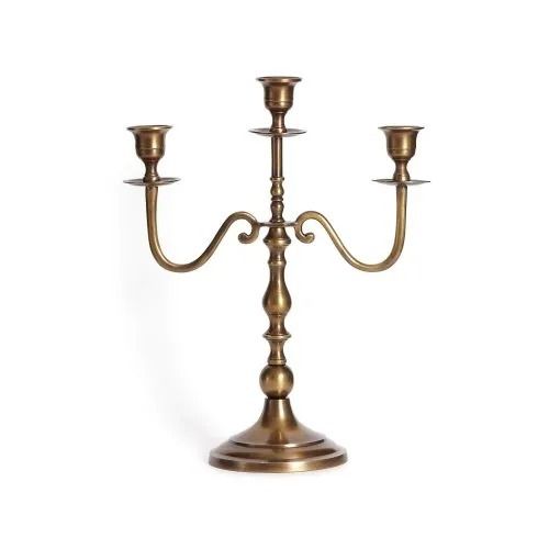 Polished Finished Brass Candle Stand For Home And Weding Decoration