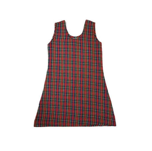 Sleeveless Primary Uniform Checks Cotton School Tunics For Girls