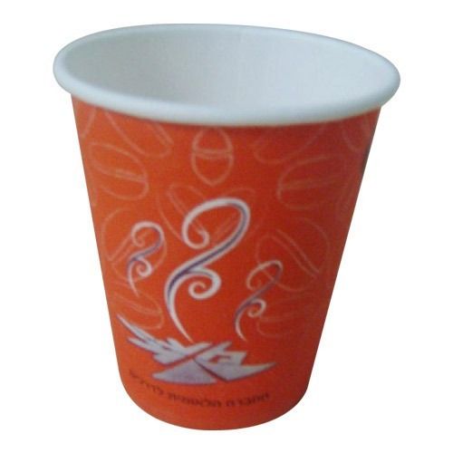 Orange And White 100 Mililiter Disposable Round Shaped Printed Paper Cup