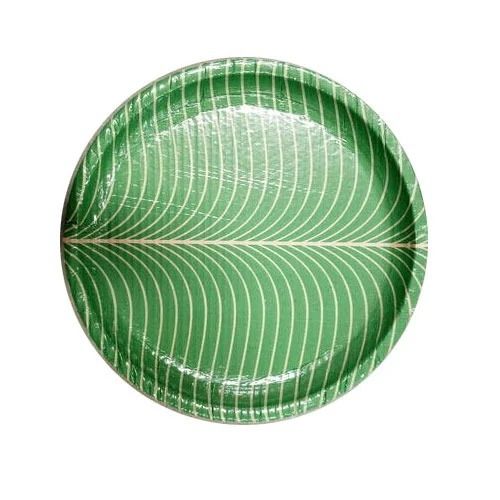 12 Inches Leaf Printed Disposable Paper Plate For Event And Parties Use