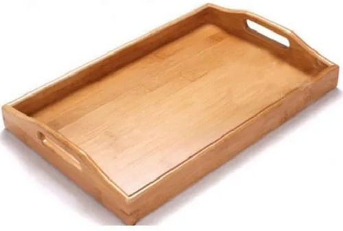 Brown 12X20X10 Inch Rectangular Plain Pine Wooden Serving Tray For Kitchen Use