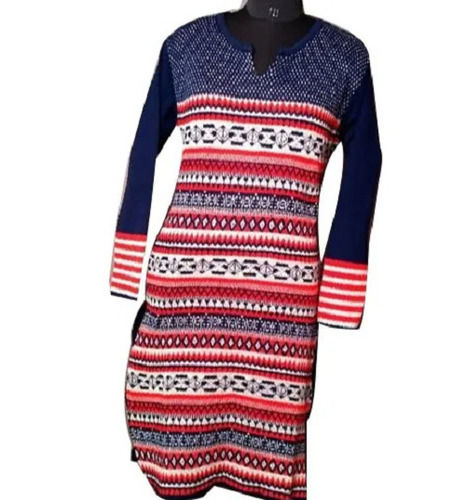 3 By 4 Sleeve Casual Wear Modern Designer Woolen Kurti For Ladies 