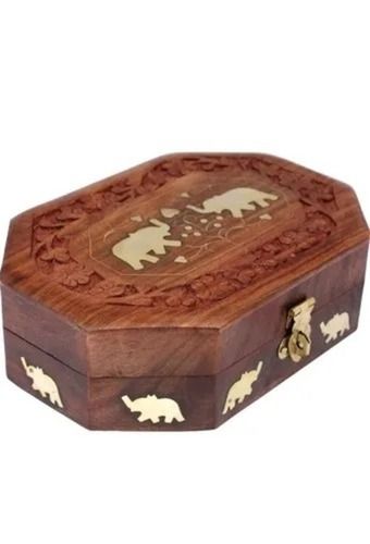 6X4X2 Inches Octagonal Wooden Decorative Jewelry Box Design: Printed