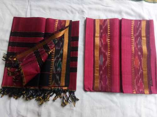 Ladies Mangalagiri Cotton Silk Border Saree 6.3 M With Blouse Piece