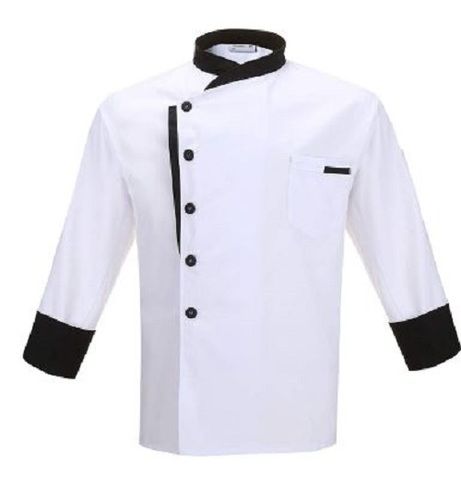 Lightweight Pure Cotton Long Spandex Plain Button Chef Uniform