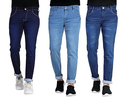 Mens Jeans - Denim, Size: XS-XXXL, Length: 42 Inch, Color: Blue | Slim Fit, Breathable, Skin-Friendly, Lightweight, Machine Washable, Ankle Length, Wrinkle & Tear Resistant