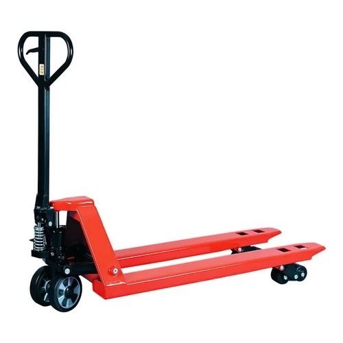 Red Mild Steel Efficient Paint Coated Hand Pallet Truck For Industrial Purpose