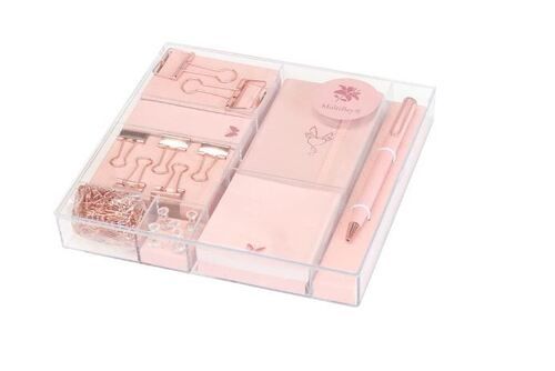 Transperent Rectangular Plastics Transparent Storage Stationery Set 