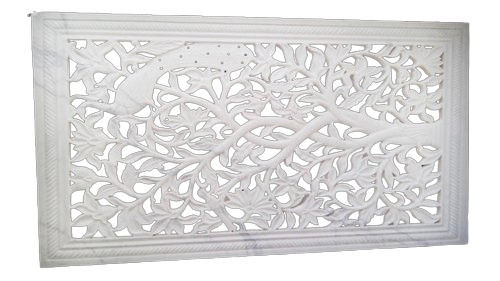 White Rectangular Polished Finish Solid Marble Jali For Home Decoration 