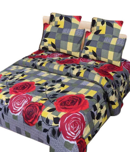 Multicolor 500 G/M3 120 Thread Cotton Printed Bed Sheet With Two Pillow Cover