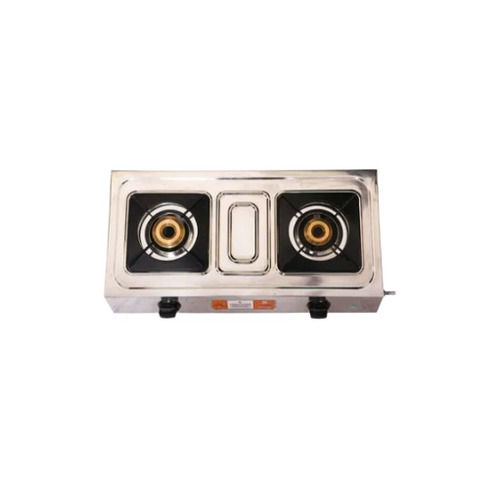 70 x 37 x 11 cm Rectangular Stainless Steel Two Burner Gas Stove