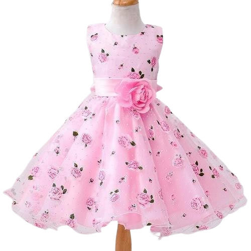 Comfortable Sleeveless Party Wear Printed Georgette And Net Frock For Kids Age Group: 7 Years Above