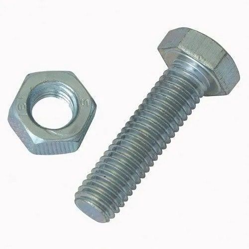 Silver Hard Galvanized Surface Treatment Hexagonal Head Mild Steel Nut Bolt