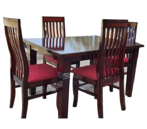 3 X 4 Feet Rectangular 4 Seater Teak Wooden Dining Table Set