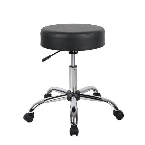 Adjustable Height Leather And Steel Five Caster Doctor Stool For Hospitals Use  Design: One Piece