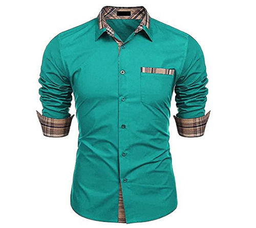 Button Closure Full Sleeves Plain Cotton Fancy Shirts For Mens