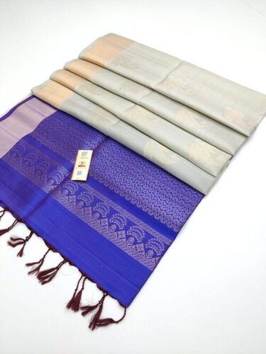 Casual Wear Blue Color Ladies Sarees With Unstitched Blouse Piece