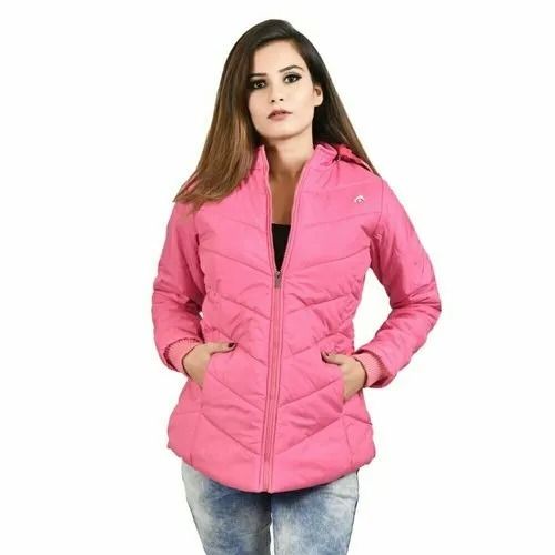 Comfortable Full Sleeves Zipper Closure Plain Polyester Jacket For Ladies Age Group: 18 Years Above