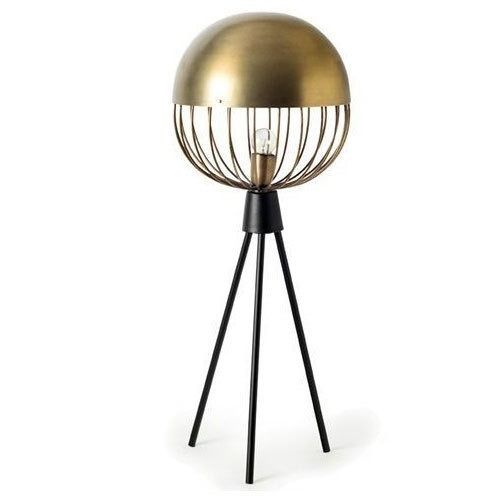 Golden Electric Modern Round Fluorescent Light Brass Metallic Floor Lamp