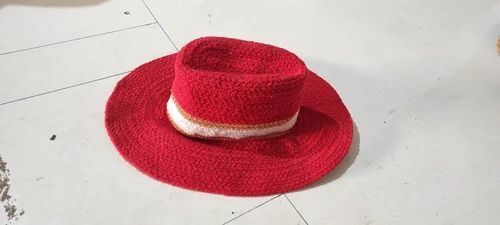 Fancy Design Red Handmade Jute Hats
