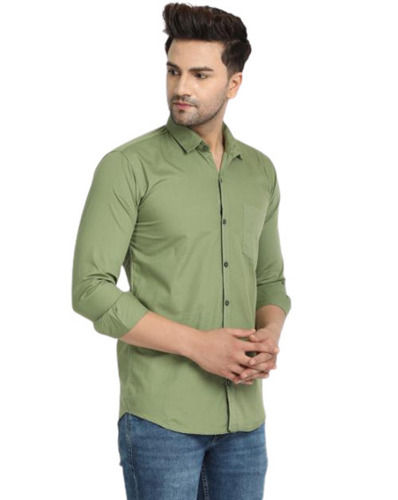 Skin Friendly Button Closure Casual Wear Plain Cotton Shirt For Men