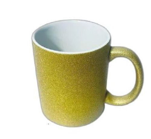 Yellow And White 340 Ml Capacity Plain Round Polished Ceramic Sublimation Mug