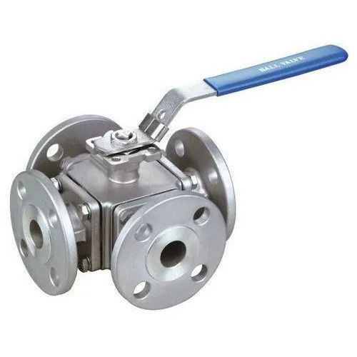 4x3.5x3 Inches Polished Finished Stainless Steel And Plastic 4 Way Ball Valves